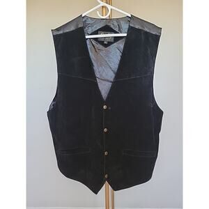 Vtg Scully Blk Suede Leather Vest Waistcoat Western Cowboy Rodeo Men's 2XL XXL